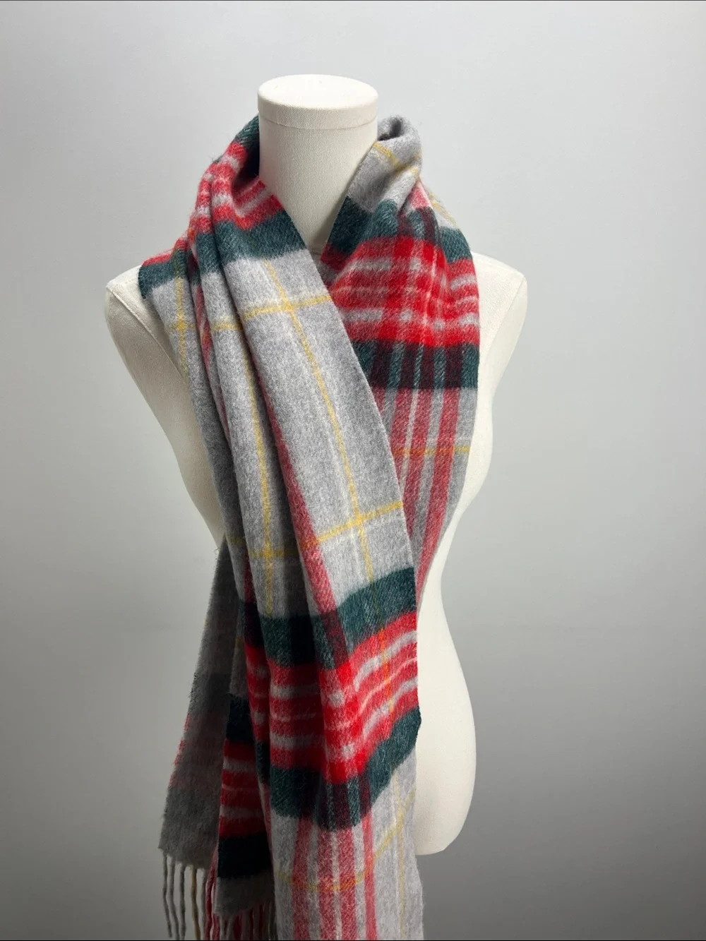 J. Crew Brushed Wool Tartan Plaid Scarf Large Cozy Winter Warm Womens Unisex